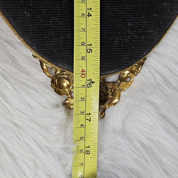 Vintage Oval Vanity Mirror Gold Filigree Bridgerton Regency Rose Accents 16 in - Picture 10 of 11